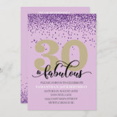 パープル30と素晴らしい誕生日パーティーの招待 招待状 (正面/裏面)