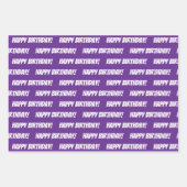 パープル30番目のハッピーバースデー名前をカスタムする ラッピングペーパーシート (正面3)