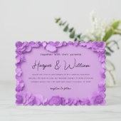 パープル3dペーパーカット花結婚式招待状 招待状 (スタンド正面)