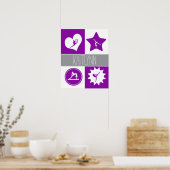 パープル4スクウェア体操（モノグラム付き） ポスター (キッチン)