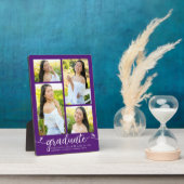 パープル4 フォト 卒業 現代 カリグラフィー ハート フォトプラーク (側面)