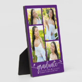 パープル4 フォト 卒業 現代 カリグラフィー ハート フォトプラーク (側面)