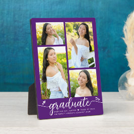パープル4 フォト 卒業 現代 カリグラフィー ハート フォトプラーク