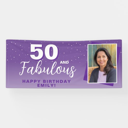 パープル50とファビュラス50歳の誕生日写真 横断幕 (横)