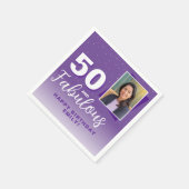パープル50と素晴らしい50番目の誕生日写真 スタンダードカクテルナプキン (角)