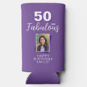 パープル50と素晴らしい50番目の誕生日写真 スリム缶クーラー (裏面)