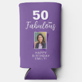パープル50と素晴らしい50番目の誕生日写真 スリム缶クーラー (正面)