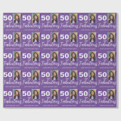 パープル50と素晴らしい50番目の誕生日写真 ラッピングペーパー (フラット)