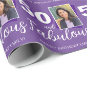 パープル50と素晴らしい50番目の誕生日写真 ラッピングペーパー (ロールコーナー)