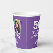 パープル50と素晴らしい50番目の誕生日写真 紙コップ (右)