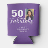 パープル50と素晴らしい50番目の誕生日写真 缶クーラー (正面)