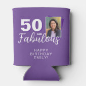 パープル50と素晴らしい50番目の誕生日写真 缶クーラー (裏面)