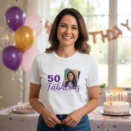 パープル50と素晴らしい50番目の誕生日写真 Tシャツ