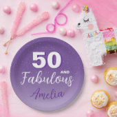 パープル50と素晴らしい50th誕生日パーティー ペーパープレート (パーティー)