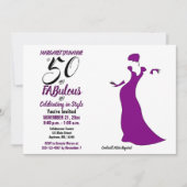 パープル50とFABulousバースデーパーティーへの招待 招待状 (正面)