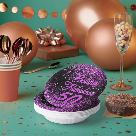 パープル50ファブラス誕生日 ペーパーボウル (複数)