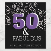 パープル50素晴らしい |ハッピー50誕生日 ワインラベル (シングルラベル)