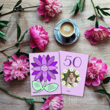 パープル50誕生日シンプルパープルサンフラワー