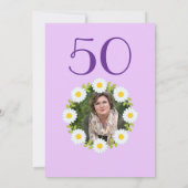 パープル50誕生日シンプルパープルサンフラワー 招待状 (裏面)