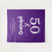 パープル50th誕生日パーティー タペストリー (正面(横))