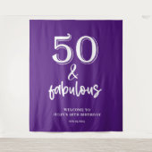 パープル50th誕生日パーティー タペストリー (正面)