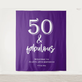 パープル50th誕生日パーティー タペストリー