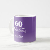 パープル60 おしゃれな60歳の誕生日 写真入りコーヒー コーヒーマグカップ (正面左)