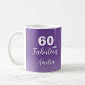 パープル60 おしゃれな60歳の誕生日 写真入りコーヒー コーヒーマグカップ (左)