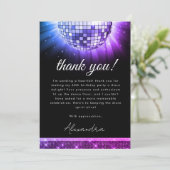 パープル60th誕生日パーティー70のディスコボール サンキューカード (スタンド正面)