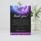 パープル60th誕生日パーティー70のディスコボール サンキューカード (スタンド正面)