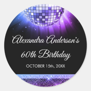 パープル60th誕生日パーティー70のディスコボール ラウンドシール