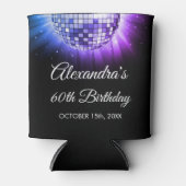 パープル60th誕生日パーティー70のディスコボール 缶クーラー (正面)