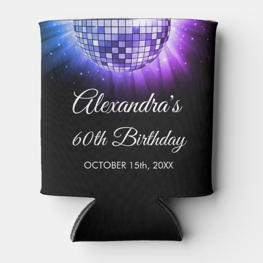 パープル60th誕生日パーティー70のディスコボール 缶クーラー (正面)