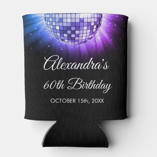 パープル60th誕生日パーティー70のディスコボール 缶クーラー (裏面)