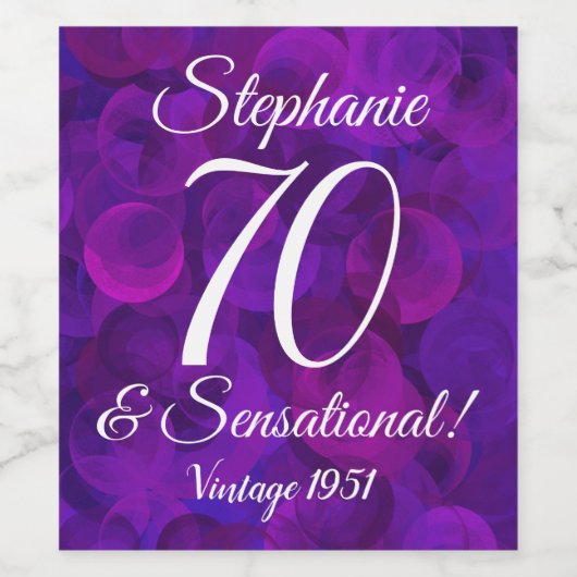 パープル70エレガントとセンセーショナルパーソナライズされた ワインラベル (シングルラベル)