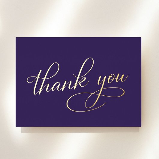 パープル70エレガント誕生日フォイルサンキューカード 箔招待状
