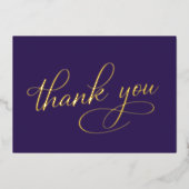 パープル70エレガント誕生日フォイルサンキューカード 箔招待状 (正面)