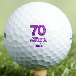 パープル70誕生日の同僚ギフト – 素晴らしい70 ゴルフボール