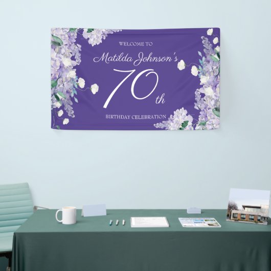 パープル70誕生日藤フローラエレガントパーティー 横断幕 (トレードショー)