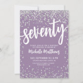パープル70誕生日 招待状 (正面)