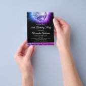 パープル70th誕生日パーティー70のディスコボール チラシ (手)