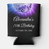 パープル70th誕生日パーティー70のディスコボール 缶クーラー (正面)
