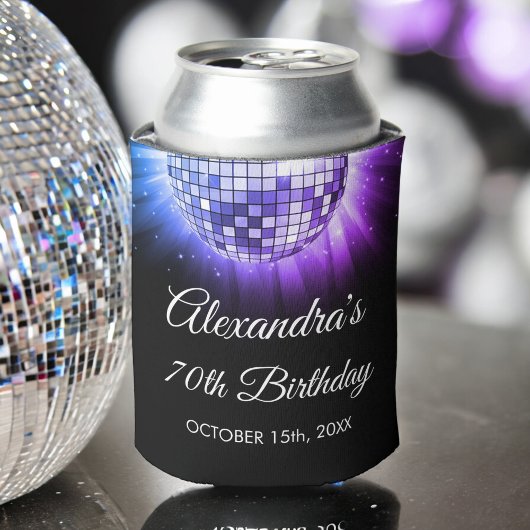 パープル70th誕生日パーティー70のディスコボール 缶クーラー