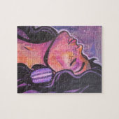 パープル80sポップ・アートのアートブラックヘアコレージフェミニンュ ジグソーパズル (横)