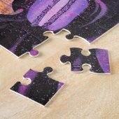 パープル80sポップ・アートのアートブラックヘアコレージフェミニンュ ジグソーパズル (側面)
