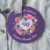 パープル90パーソナライズされた誕生日ボタン 缶バッジ (インサイチュ)