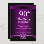 パープル90th誕生日パーティー 招待状 (正面/裏面)