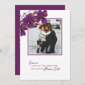 パープル あなたは私のフラワーガールになってくれる? プロポーズ写真 招待状 (正面/裏面)