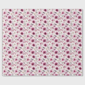 パープル&アイボリーフローララッピング紙 ラッピングペーパー (フラット)