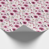 パープル&アイボリーフローララッピング紙 ラッピングペーパー (角)